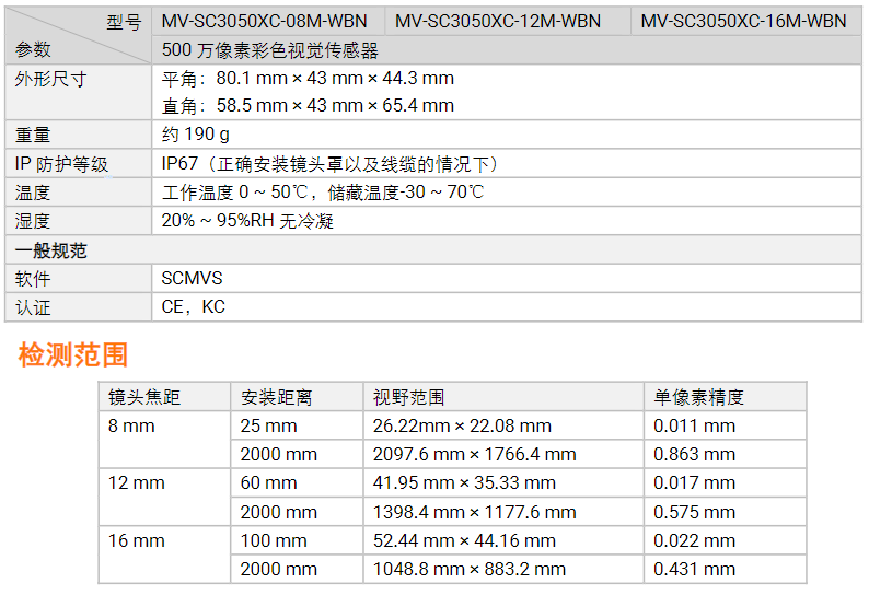 ?？礛V-SC3050XC-08m/12m/16m500萬像素彩色視覺相機讀碼傳感器參數.png